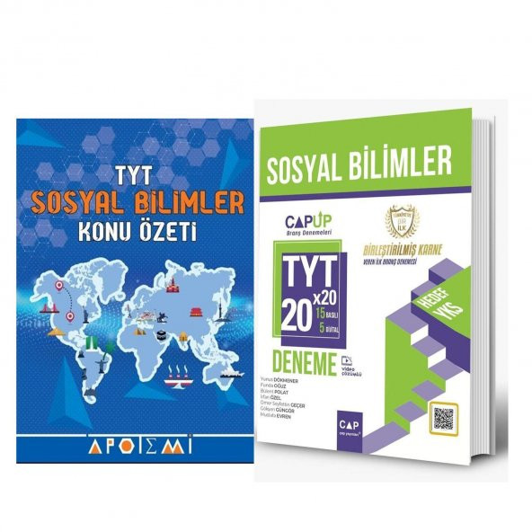 Apotemi TYT Sosyal Konu Özetli ve Çap Sosyal Deneme Seti 2 Kitap