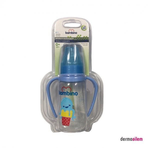 Bambino Natural PP Kulplu Biberon 150 Ml Mavi B065