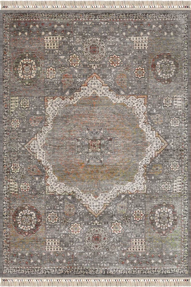 Vintage Desenli Pamuk Taban Dekoratif Halı  GRİ 200X290