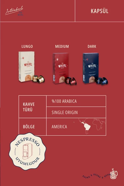 The Whirl Lungo Medium Kapsül Kahve 5'li Fırsat Paketi 50 Kapsül - 2