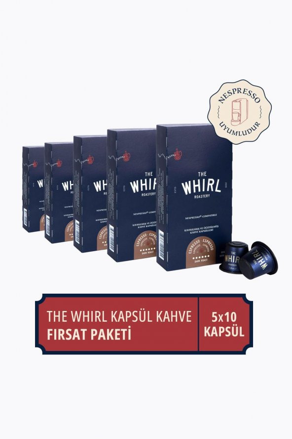 The Whirl Espresso Dark Kapsül Kahve 5li Fırsat Paketi 50 Kapsül