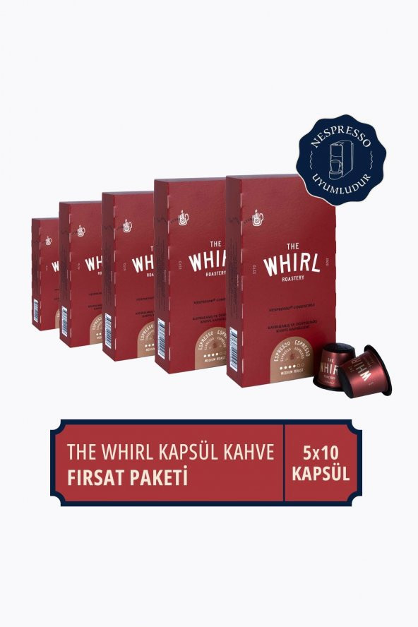 The Whirl Espresso Medium Kapsül Kahve 5li Fırsat Paketi 50 Kapsül