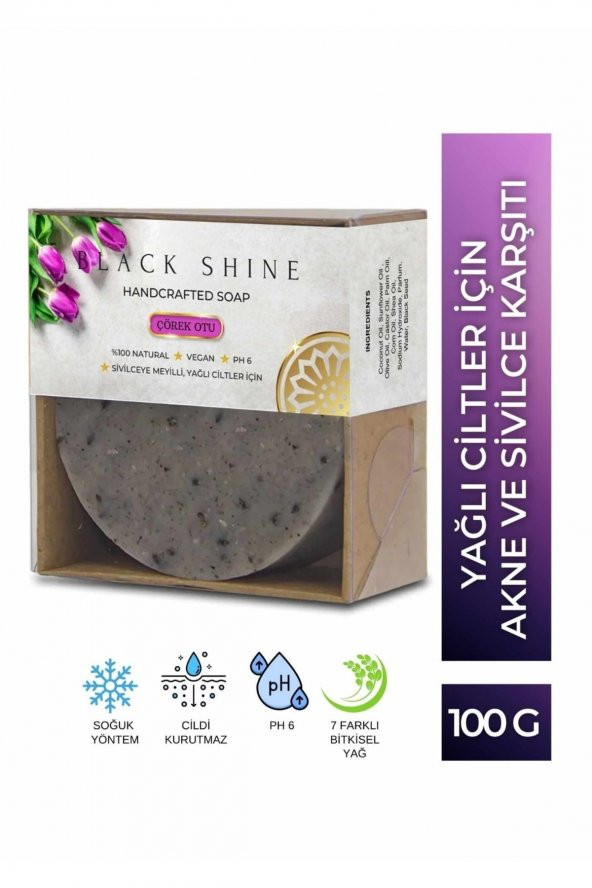 Black Shine BS Çörek Otu Sabunu Sivilce Ve Sivilceye Meyilli Ciltler Için,cildi Yağdan Arındırır Doğal 100gr KRM0022