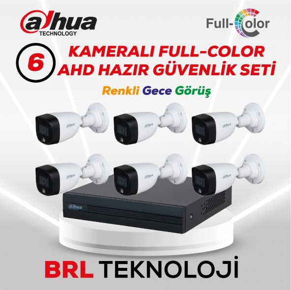 Dahua 6 Kameralı Renkli Gece Görüşlü Full HD Güvenlik Kamera Seti
