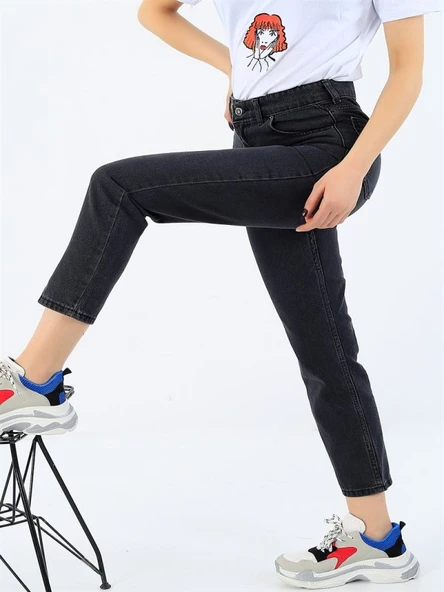 Hacker Kadın Denim Füme Boyfriend Kot Pantolon Mona S913-776 - Resim 3