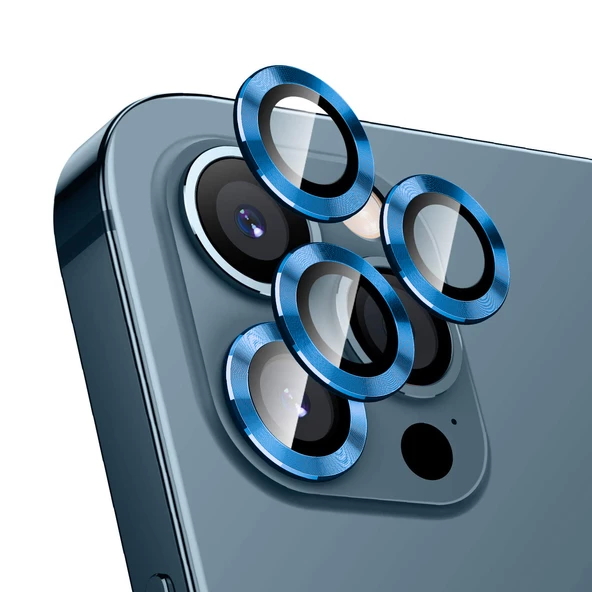 iPhone 11 Pro Max Kamera Lens Koruyucu Cam Metal Kenarlı 3lü Set - 5