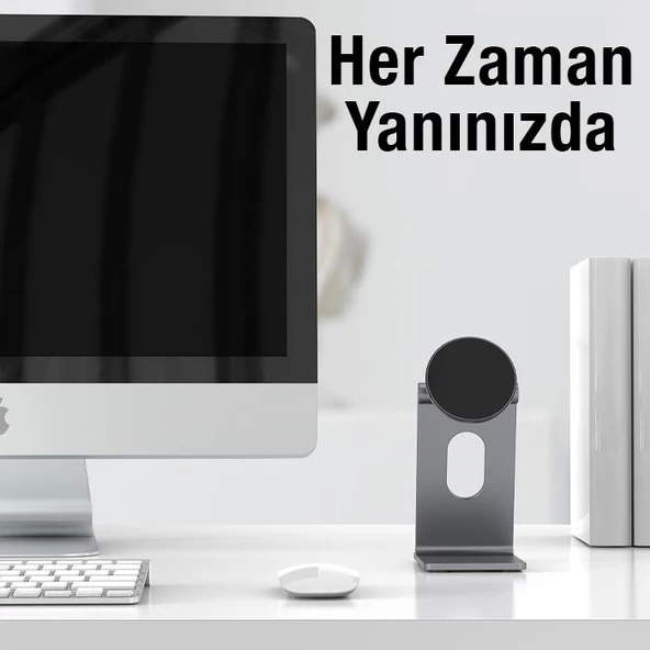 Polham Masaüstü Manyetik Magsafe İphone 12,13,14 Serisi Uyumlu Telefon Standı, L Tipi Düşmez Stand - 7