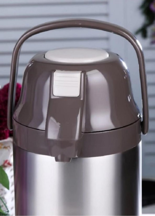 Cooker 2008 3.5 Litre Pompalı Çelik Termos Kahverengi - 2