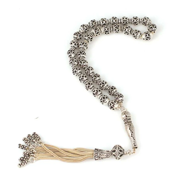 925 Ayar Gümüş Arpa Kesim Toplu Tesbih ürün görseli