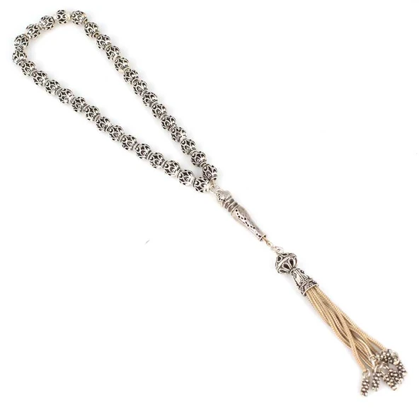 925 Ayar Gümüş Arpa Kesim Toplu Tesbih - Resim 2