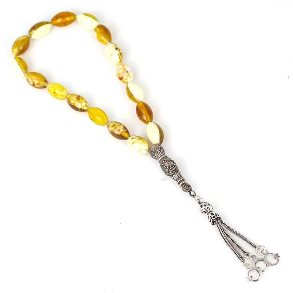 925 Ayar Gümüş Püsküllü Osmanlı Arması İmameli Tesbih - Resim 2