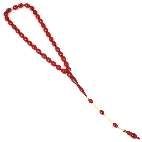 Kırmızı Sıkma Kehribar Tesbih - Resim 2