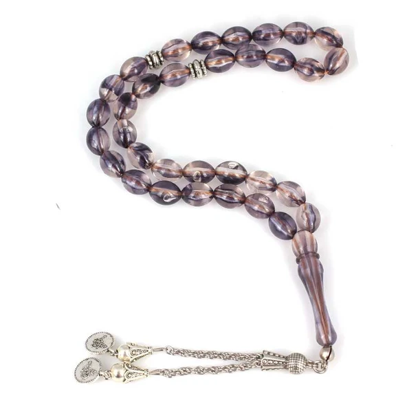 Sıkma Kehribar Eflatun Renk Tesbih ürün görseli