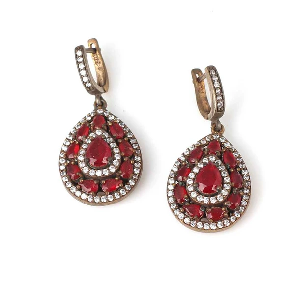 925 Ayar Gümüş Ve Bronz Karışımı Damla Küpe ürün görseli