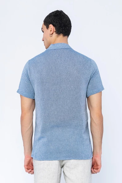 Erkek Regular Fit Düğmeli Kafes Dokuma Kısa Kollu Gömlek - 11