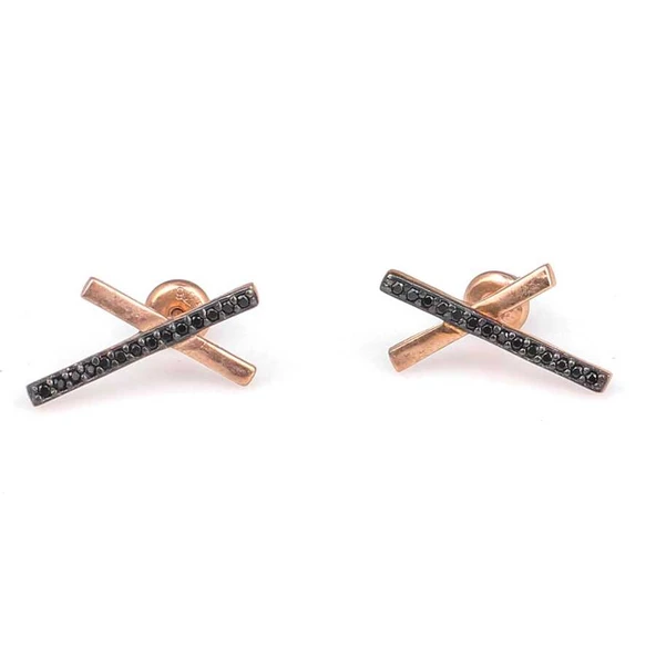 925 Ayar Gümüş X  Taşlı Küpe ürün görseli 1