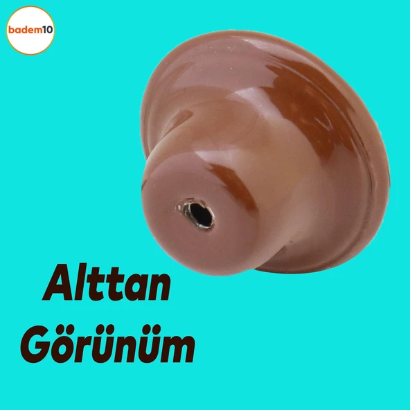 Noktalı Mantar Düğme Kulp Çekmece Bebek Çocuk Genç Odası Dolap Kapak Kulpu Kulbu Kahverengi Metal Ku - Resim 7