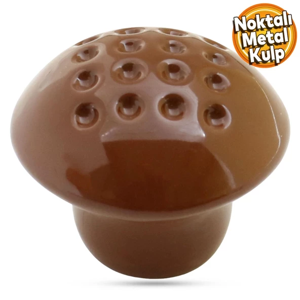 Noktalı Mantar Düğme Kulp Çekmece Bebek Çocuk Genç Odası Dolap Kapak Kulpu Kulbu Kahverengi Metal Ku ürün görseli