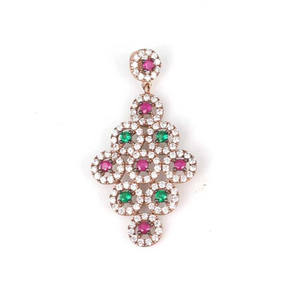 925 Ayar Gümüş Renkli Zirkon Taşlı Kolye Ucu ürün görseli