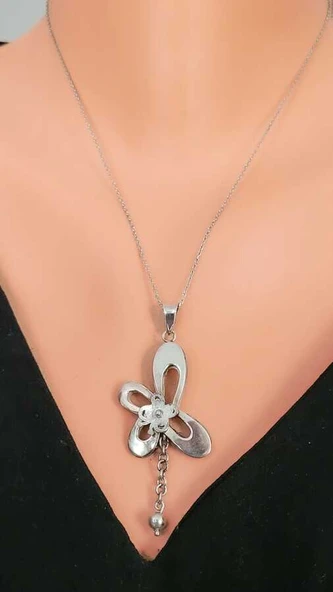 925 Ayar Gümüş Kelebek Model Pres Kolye Ucu - Resim 2