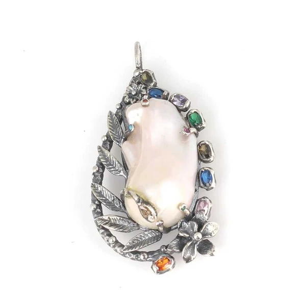 925 Ayar Gümüş Renkli Doğallaş El İşi Kolye Ucu ürün görseli 1