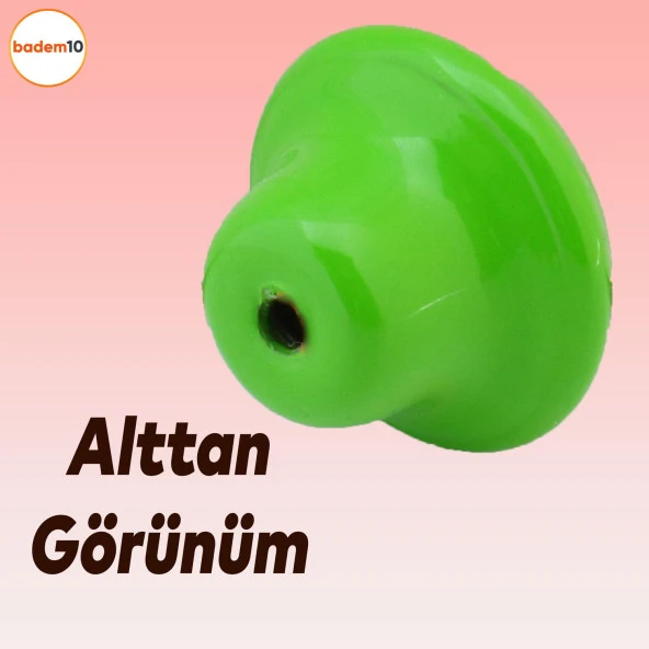 Noktalı Mantar Düğme Kulp Çekmece Bebek Çocuk Genç Odası Dolap Kapak Kulpu Kulbu Yeşil Metal Kulp - 7
