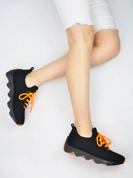 Nstil Günlük Kadın Sneaker Spor Ayakkabı Bağcıklı Triko Tırtıklı Kalın Taban Hava Alabilen 300 - 5