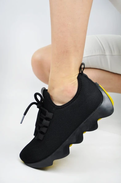 Nstil Günlük Kadın Sneaker Spor Ayakkabı Bağcıklı Triko Tırtıklı Kalın Taban Hava Alabilen 300 - 4