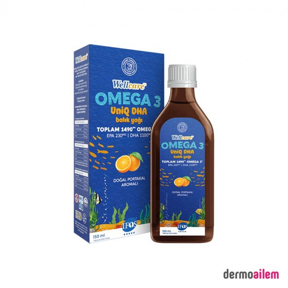 Wellcare Omega 3 UniQ Doğal Portakal Aromalı Balık Yağı 150 ML