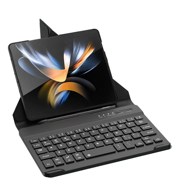 Galaxy Z Fold 3 Kılıf Standlı Klavyeli Kalem Bölmeli Zore Kıpta Klavyeli Kılıf - 2