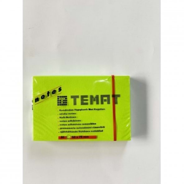 Temat 50x75 mm Yapışkanlı Not Kağıdı yeşil ürün görseli