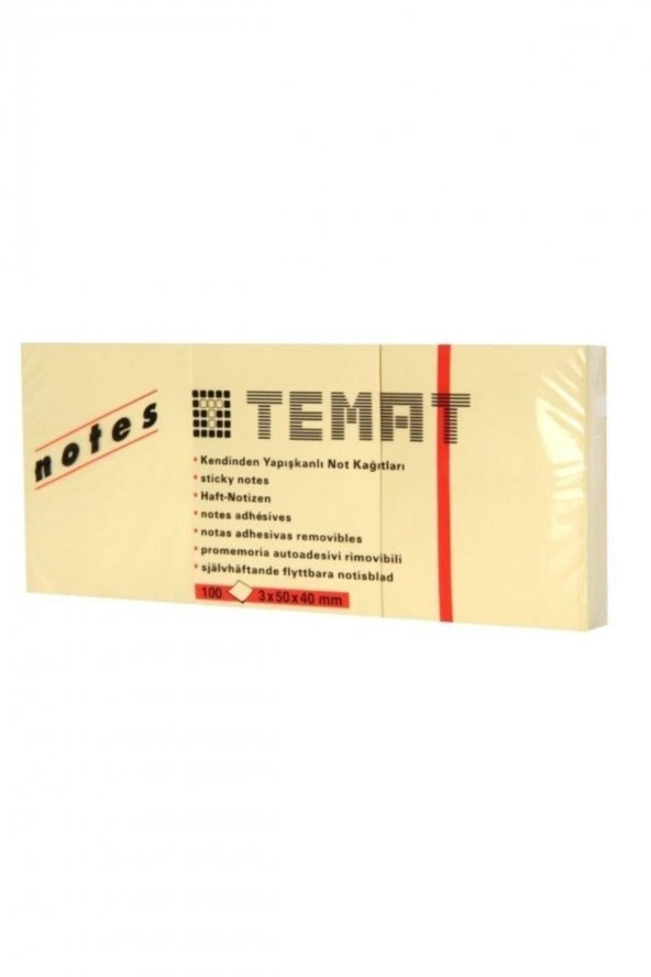 Temat Yapışkanlı Not Kağıdı 100 Ypr Pastel Sarı 3x50x40 Mm 11230 ürün görseli
