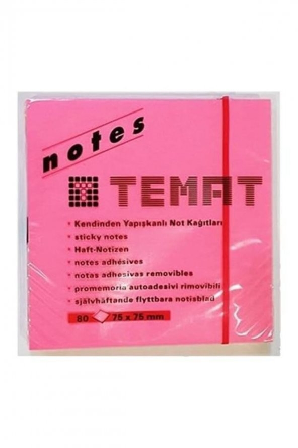Temat Yapışkanlı Not Kağıdı Küp Fosforlu Renk 75x75 Mm ürün görseli