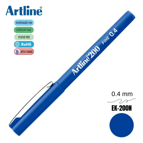 artline 200 Fineliner 0.4mm Ince Uçlu Yazı Ve Çizim Kalemi Mavi ürün görseli