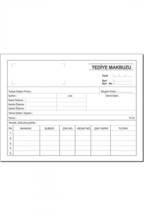TURKUAZ Otocopyli Tediye Makbuzu - 1 Koçan ürün görseli
