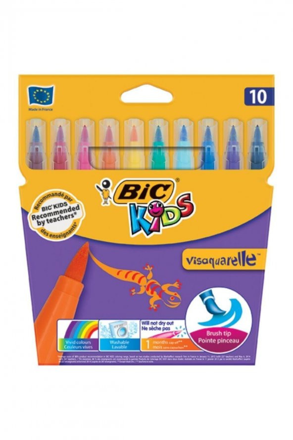 Bic Visa Fırça Uçlu Keçeli Boya Kalemi 10 lu Kutu 3270220001553
