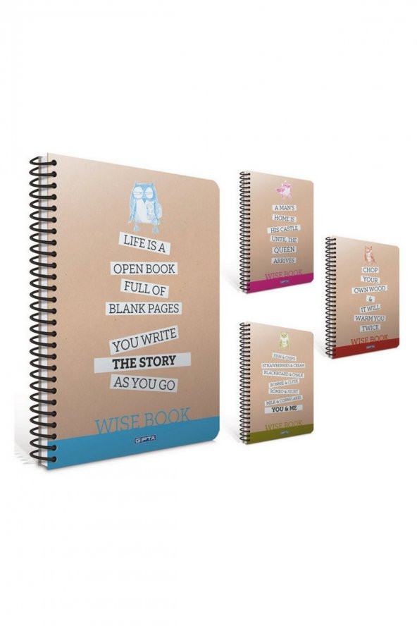 Gıpta Wise Book A4 80 Yaprak Çizgili PP Kapak Spiralli Defter (1652) ürün görseli