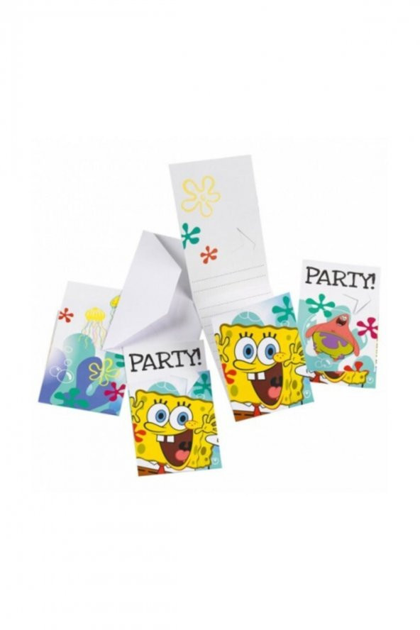 Gıpta Sünger Bob Doğum Günü 10 Davetiye 10 Zarf ürün görseli