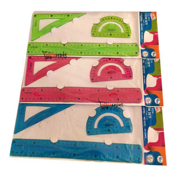 Ticon Renkli Çizim Seti(30CM CETVEL, İLETKİ, GÖNYE) ürün görseli