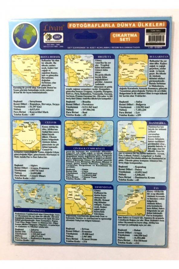 Livan Fotoğraflarla Dünya Ülkeleri Çıkartma Seti ürün görseli