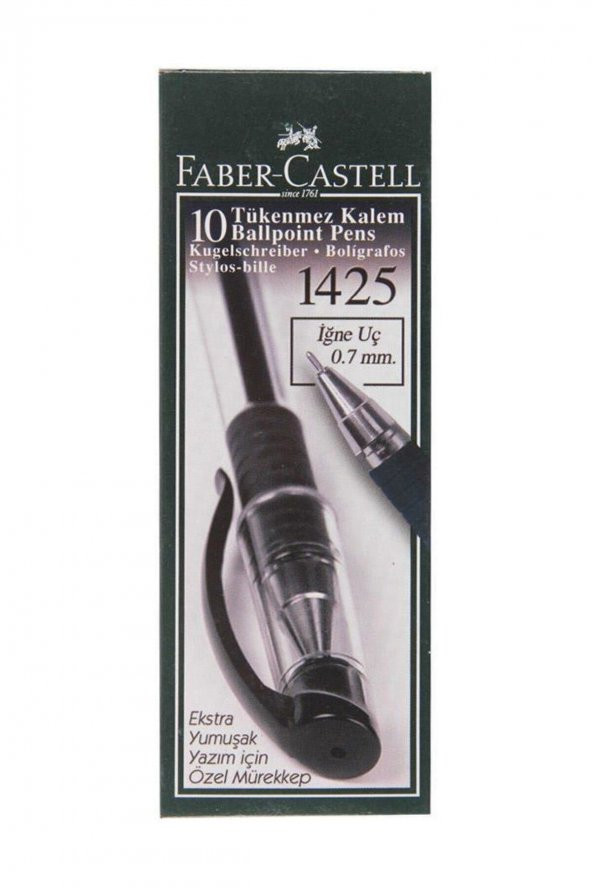 Faber Castell 1425 Iğne Uçlu Tükenmez Kalem Siyah 10`lu Kutu - 2