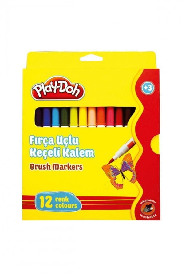 Play Doh 12 Renk Fırça Uçlu Keçeli Kalem ürün görseli