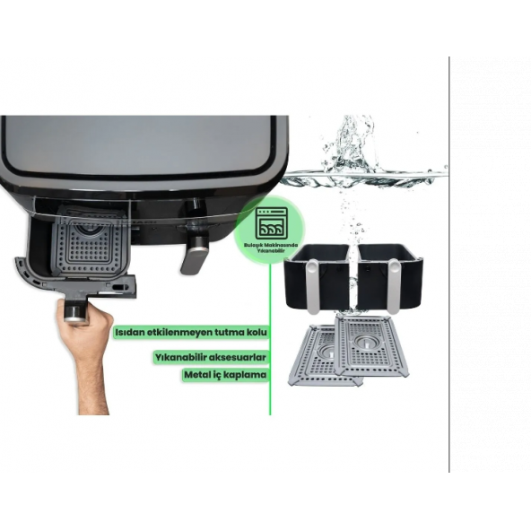 Wiami Airfryer 9l Çift Sepetli Yağsız Hava Fritözü - 4