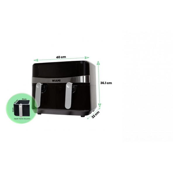 Wiami Airfryer 9l Çift Sepetli Yağsız Hava Fritözü - 6
