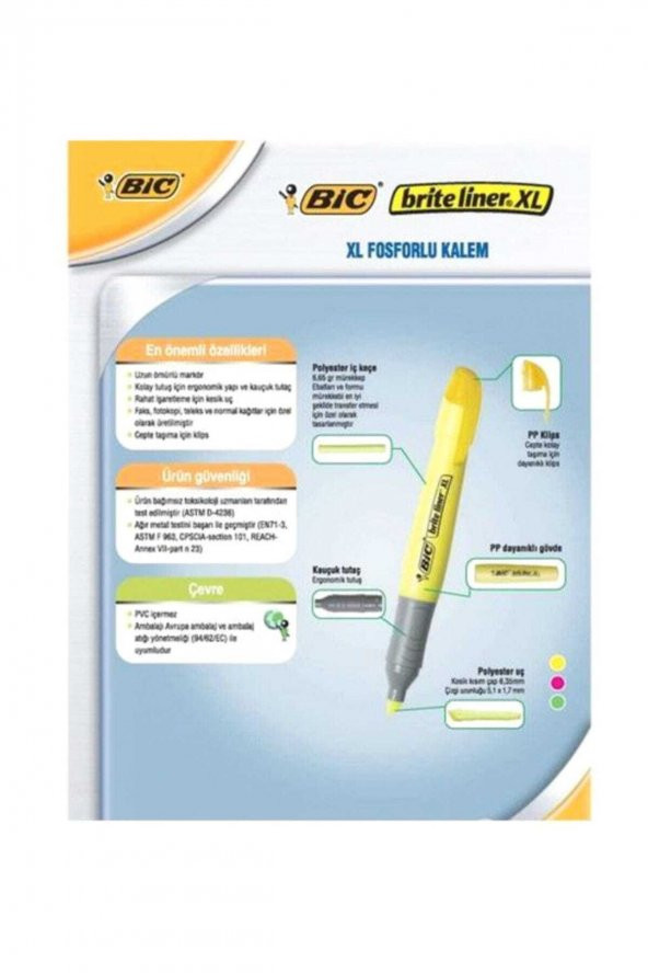 Bic Marking Highlighter XL Fosforlu Kalem Yeşil 10 lu Kutu ürün görseli