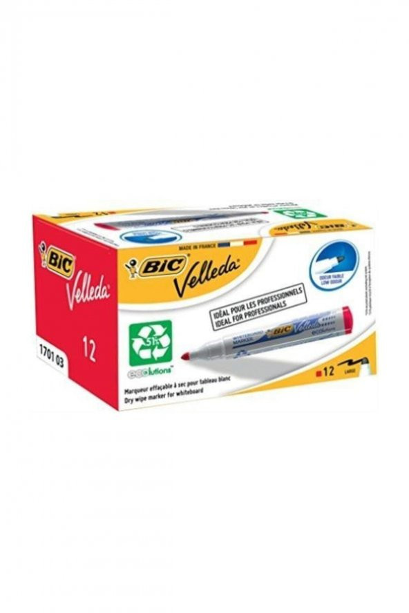Bic Velleda 1701 Beyaz Tahta Kalemi Kırmızı 12 li Kutu ürün görseli