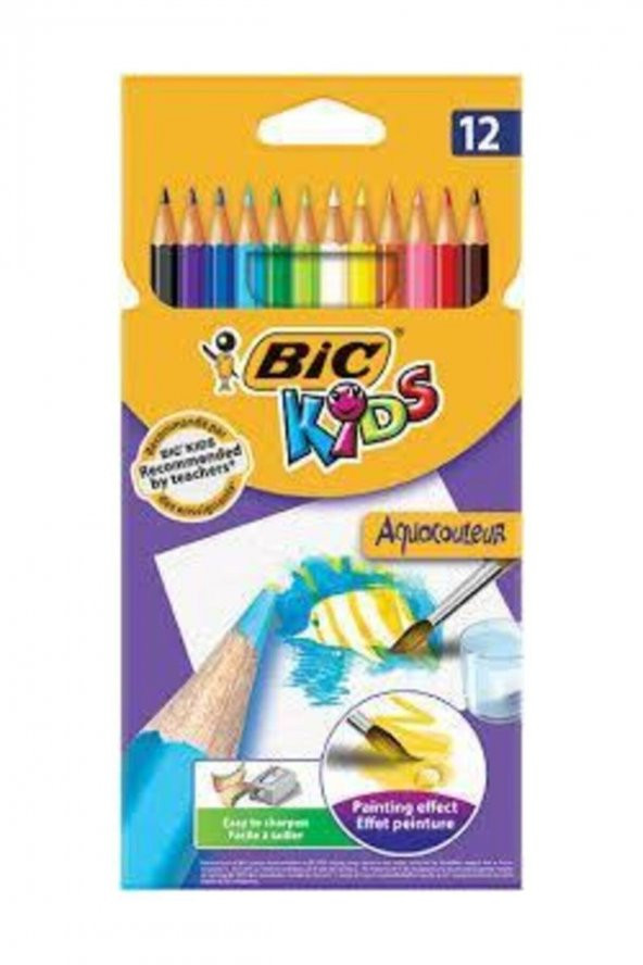 Bic Bıc Kids Aquacouleur Kuru Sulu Boya Kalemi 12li Kutu