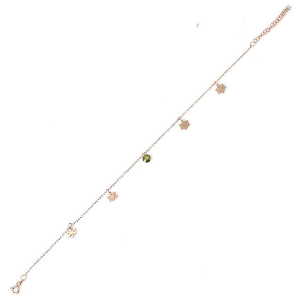 925 Ayar Gümüş Kar Taneli, Peridot Taşlı Halhal - Resim 2