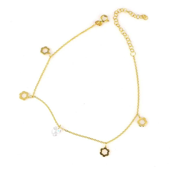 925 Ayar Gümüş Çiçek Motifli Halhal ürün görseli 1