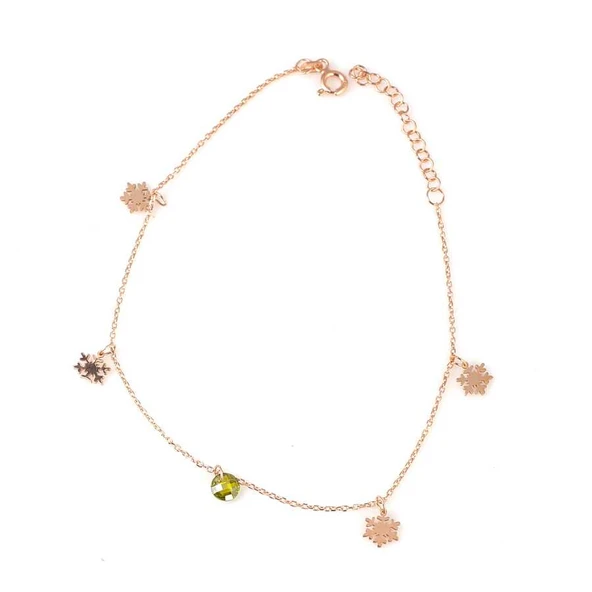 925 Ayar Gümüş Kar Taneli, Peridot Taşlı Halhal ürün görseli 1